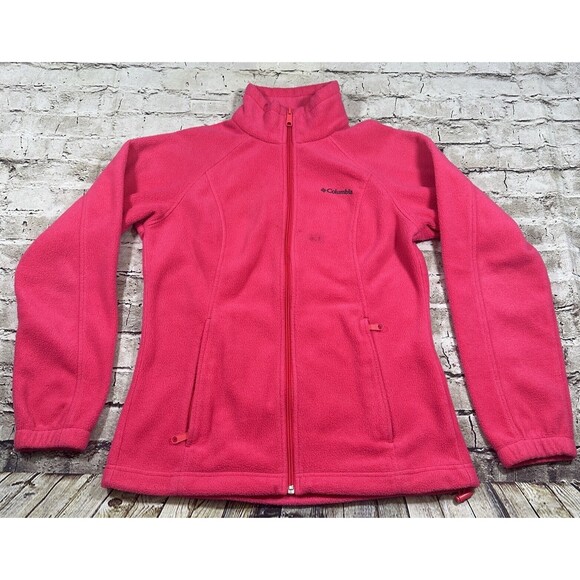 Columbia Jacket Womens Small Pink Long Sleeve Fleece Zip-Up Pockets Adult - Picture 1 of 10